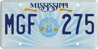 MS license plate MGF275
