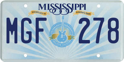MS license plate MGF278