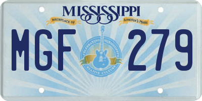 MS license plate MGF279