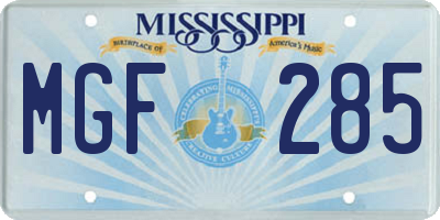 MS license plate MGF285
