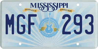 MS license plate MGF293