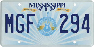 MS license plate MGF294