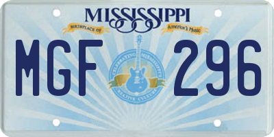 MS license plate MGF296