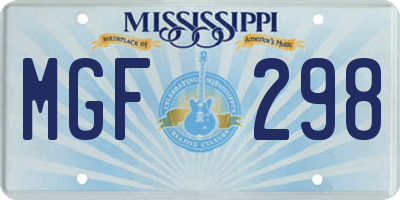 MS license plate MGF298