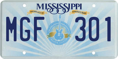 MS license plate MGF301