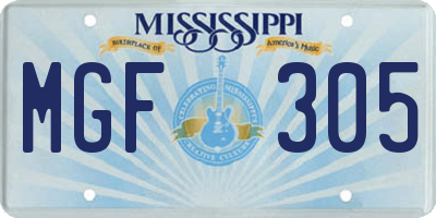 MS license plate MGF305