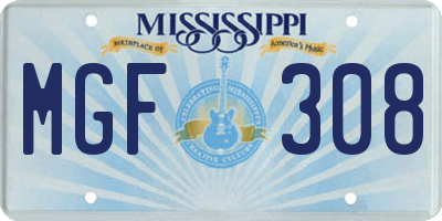 MS license plate MGF308