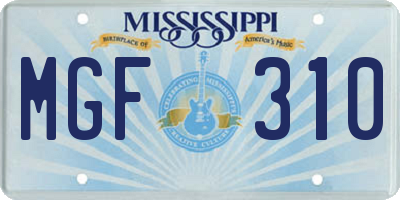 MS license plate MGF310