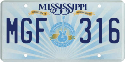 MS license plate MGF316