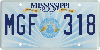 MS license plate MGF318