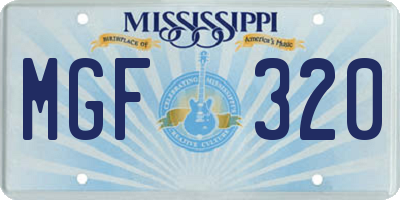 MS license plate MGF320