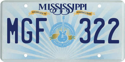 MS license plate MGF322