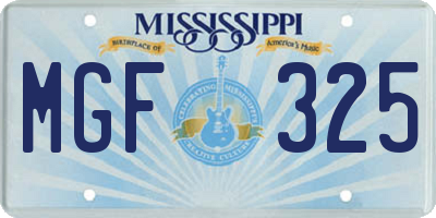 MS license plate MGF325
