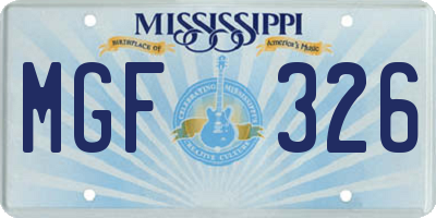 MS license plate MGF326