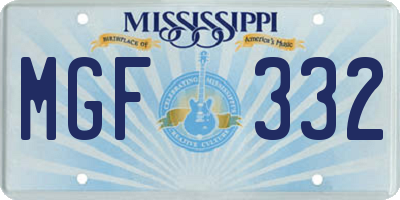 MS license plate MGF332