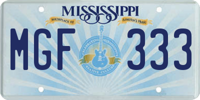 MS license plate MGF333