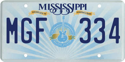 MS license plate MGF334