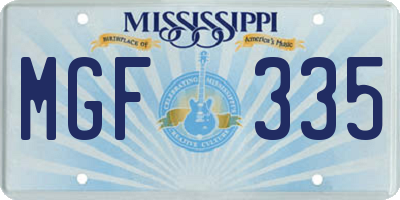 MS license plate MGF335