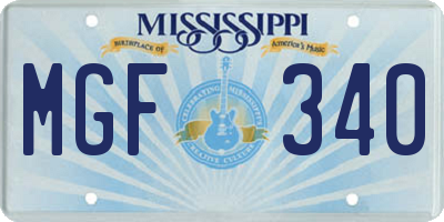 MS license plate MGF340