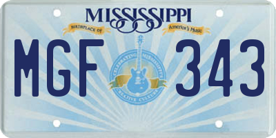 MS license plate MGF343