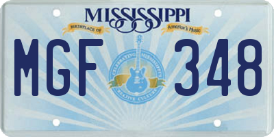 MS license plate MGF348