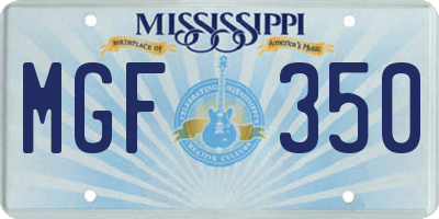 MS license plate MGF350