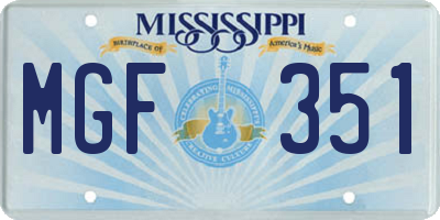MS license plate MGF351