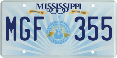MS license plate MGF355
