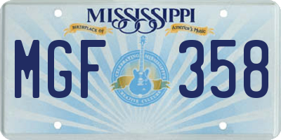 MS license plate MGF358