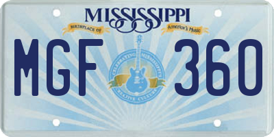 MS license plate MGF360