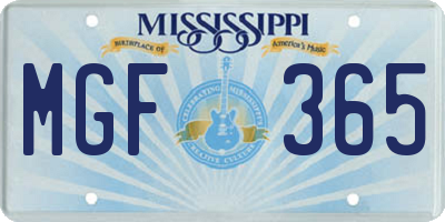 MS license plate MGF365