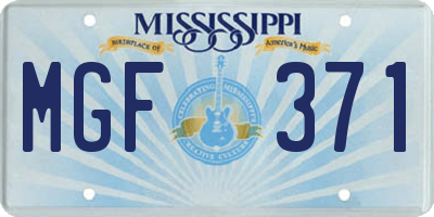 MS license plate MGF371