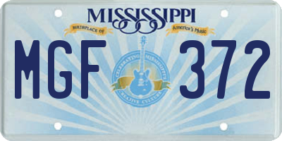MS license plate MGF372