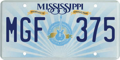 MS license plate MGF375