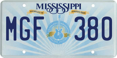 MS license plate MGF380