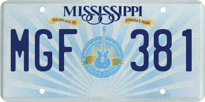 MS license plate MGF381