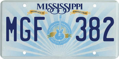 MS license plate MGF382