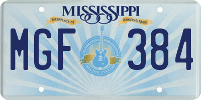 MS license plate MGF384