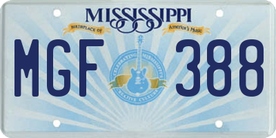 MS license plate MGF388