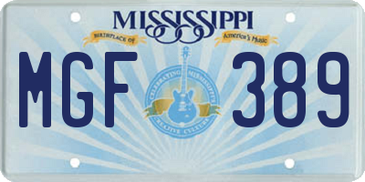 MS license plate MGF389