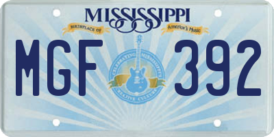 MS license plate MGF392