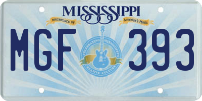 MS license plate MGF393
