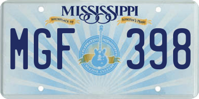 MS license plate MGF398
