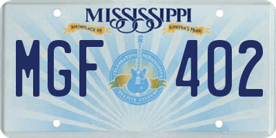 MS license plate MGF402