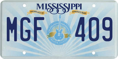 MS license plate MGF409