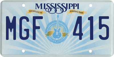MS license plate MGF415
