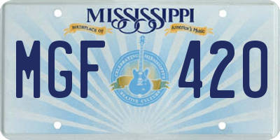 MS license plate MGF420