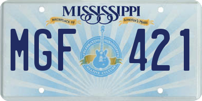 MS license plate MGF421