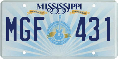 MS license plate MGF431