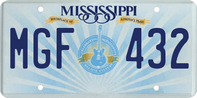MS license plate MGF432